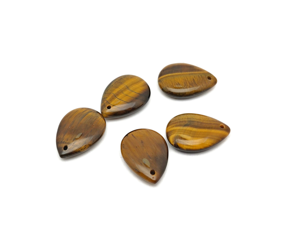 Dainty tiger eye crystal pendant with drop shape, ideal for DIY jewelry making by GemstoneGO, showcasing warm brown tones.