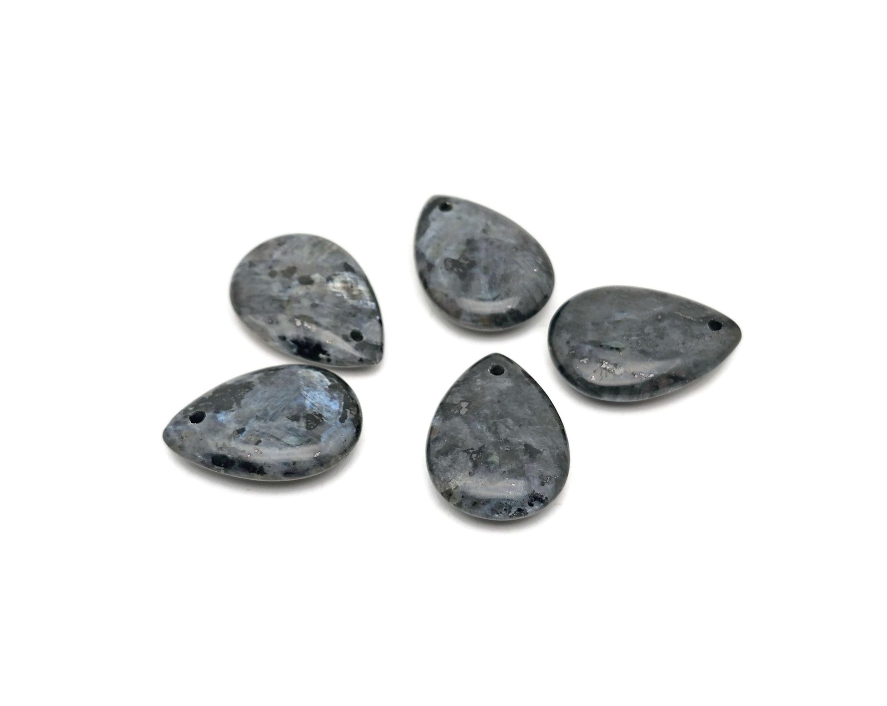 Larvikite dainty drop crystal pendant for DIY jewelry making, featuring a polished gemstone with a sleek, elegant design.