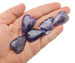 Amethyst long heart-shaped love crystal pendant with healing gemstone, showcasing a purple gemstone on a silver chain.
