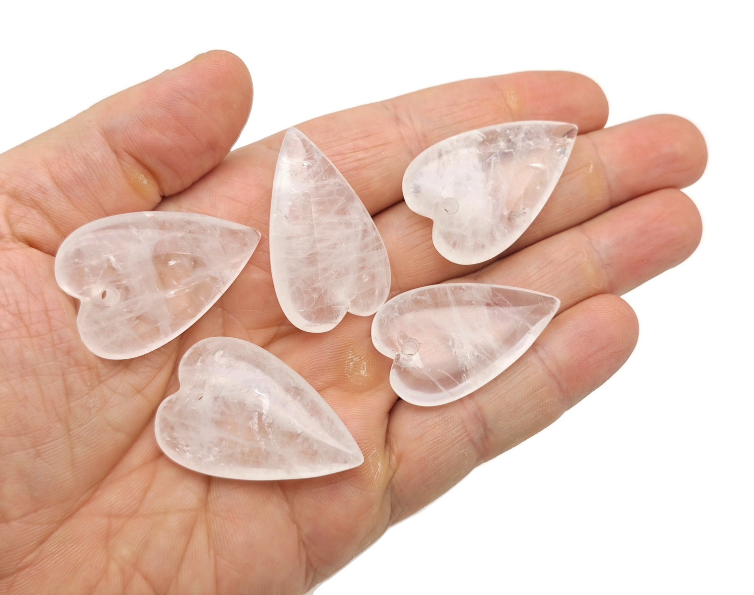 Clear Quartz Long Heart Love Crystal Pendant - Heart Shaped Healing Gemstone - NC1566