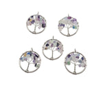 Fluorite Tree of Life gemstone pendant with colorful crystals, crafted by GemstoneGO, showcasing intricate wire wrapping and vibrant stones.