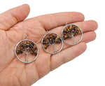 Tiger Eye Tree of Life pendant with gemstone beads and metal bail, showcasing a detailed gemstone tree design.