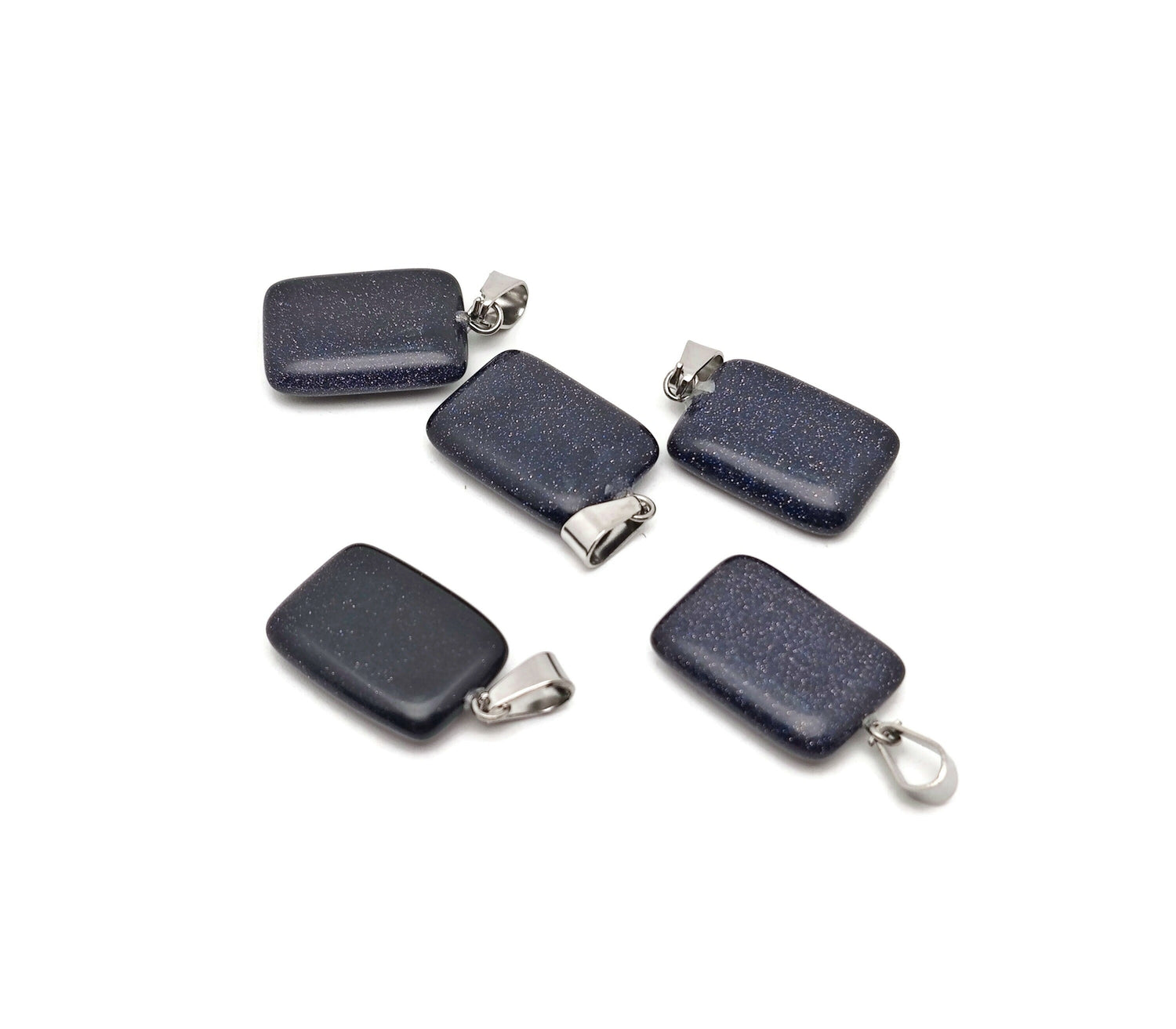 Colgante de Cristal Rectangular de Goldstone Azul - Gemas al por Mayor - NC1599