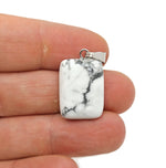 White howlite rectangle gemstone pendant by GemstoneGO, featuring a polished rectangular crystal with natural veining.