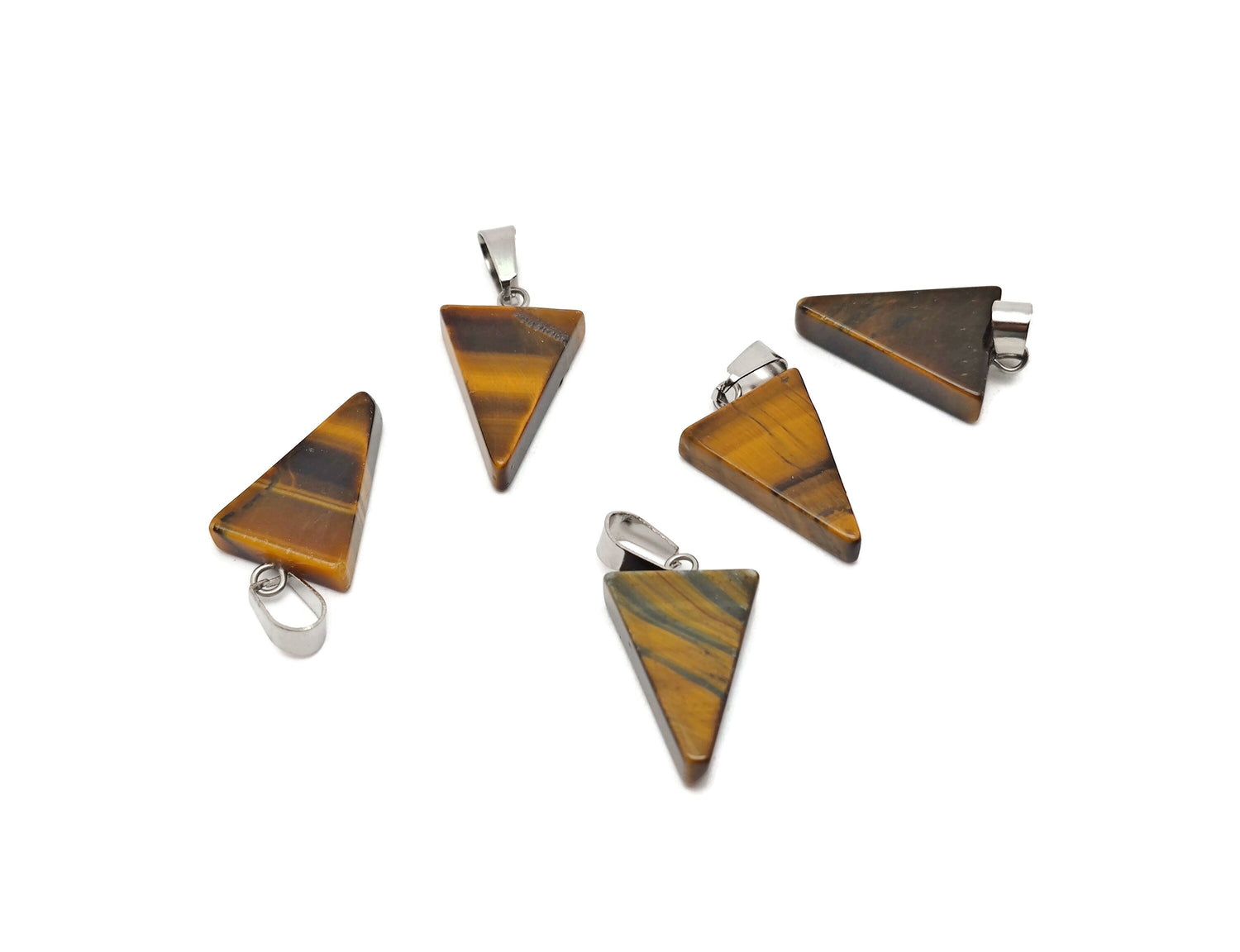 Pendentifs triangulaires en œil de tigre - Collier triangulaire en pierre précieuse - Création de bijoux pendentifs - Vente en gros - NC1616