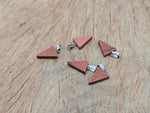 Goldstone triangle-shaped crystal pendant from GemstoneGO, showing its sparkling gold-toned glass and faceted design.