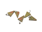 Unakite triangle-shaped crystal pendant from GemstoneGO, showcasing vibrant green and pink unakite gemstone in a polished triangular form.