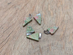 Unakite triangle-shaped crystal pendant by GemstoneGO, showcasing vibrant green and pink hues in a smooth, polished gemstone.