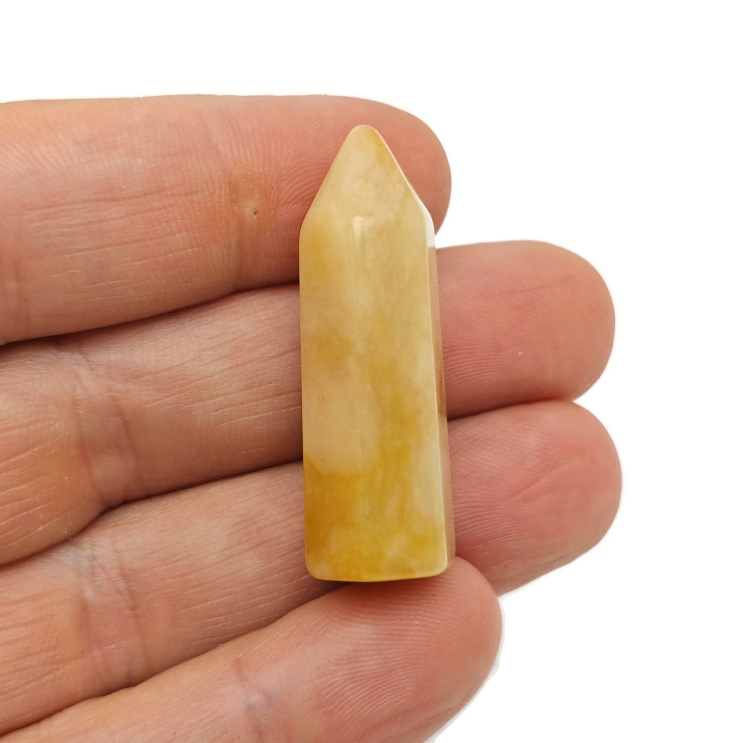 Yellow Jade Obelisk Tower Crystal - 40mm - TW1106