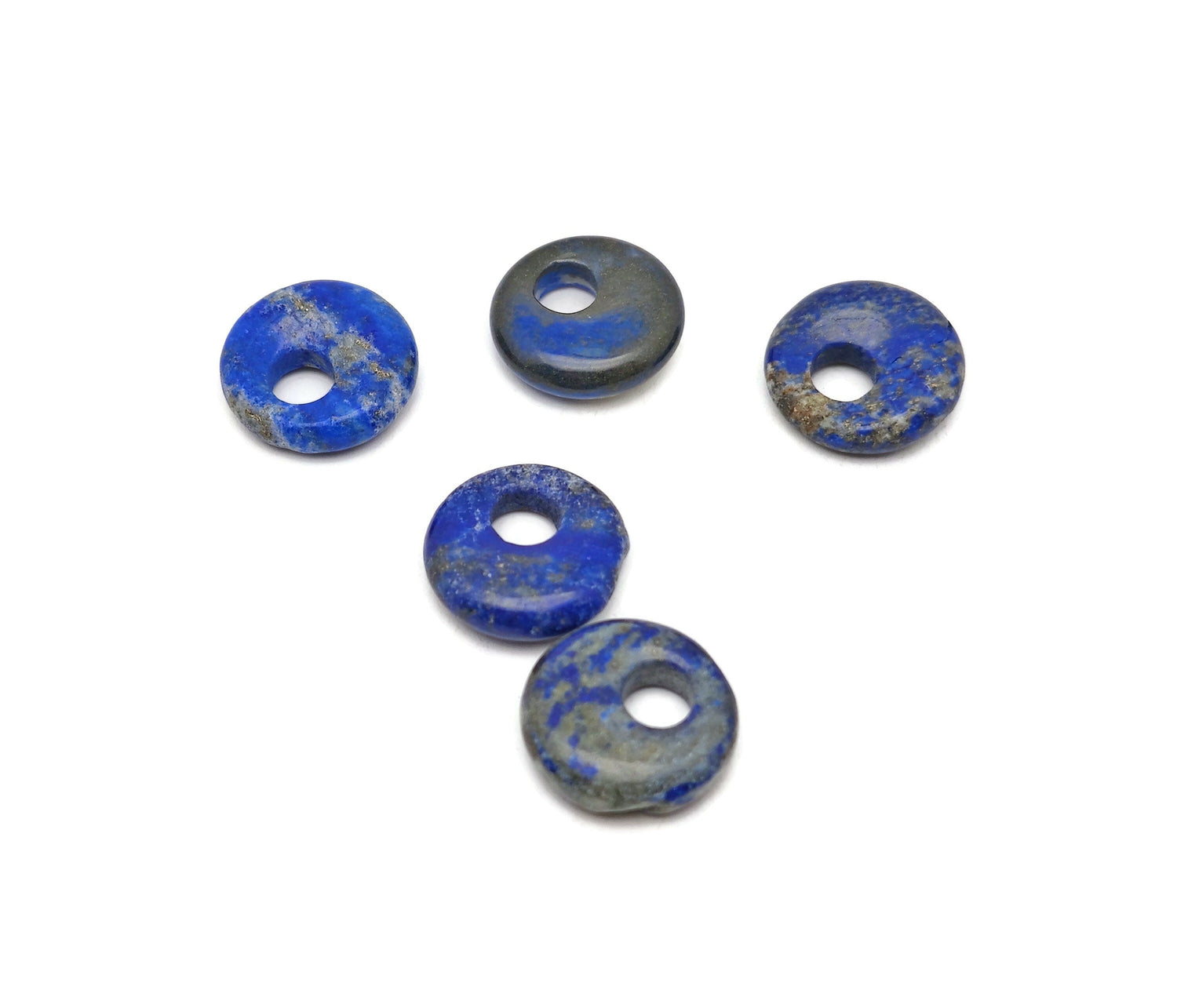 Pierre Pi en lapis-lazuli - Pierre Pi en cristal en forme de donut - Boucles d'oreilles en cristal - Pendentif porte-bonheur - 18 mm - DO1024