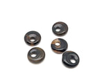 Black Agate crystal donut pendant with a Pi symbol, 18mm, from GemstoneGO featuring polished black agate stone.