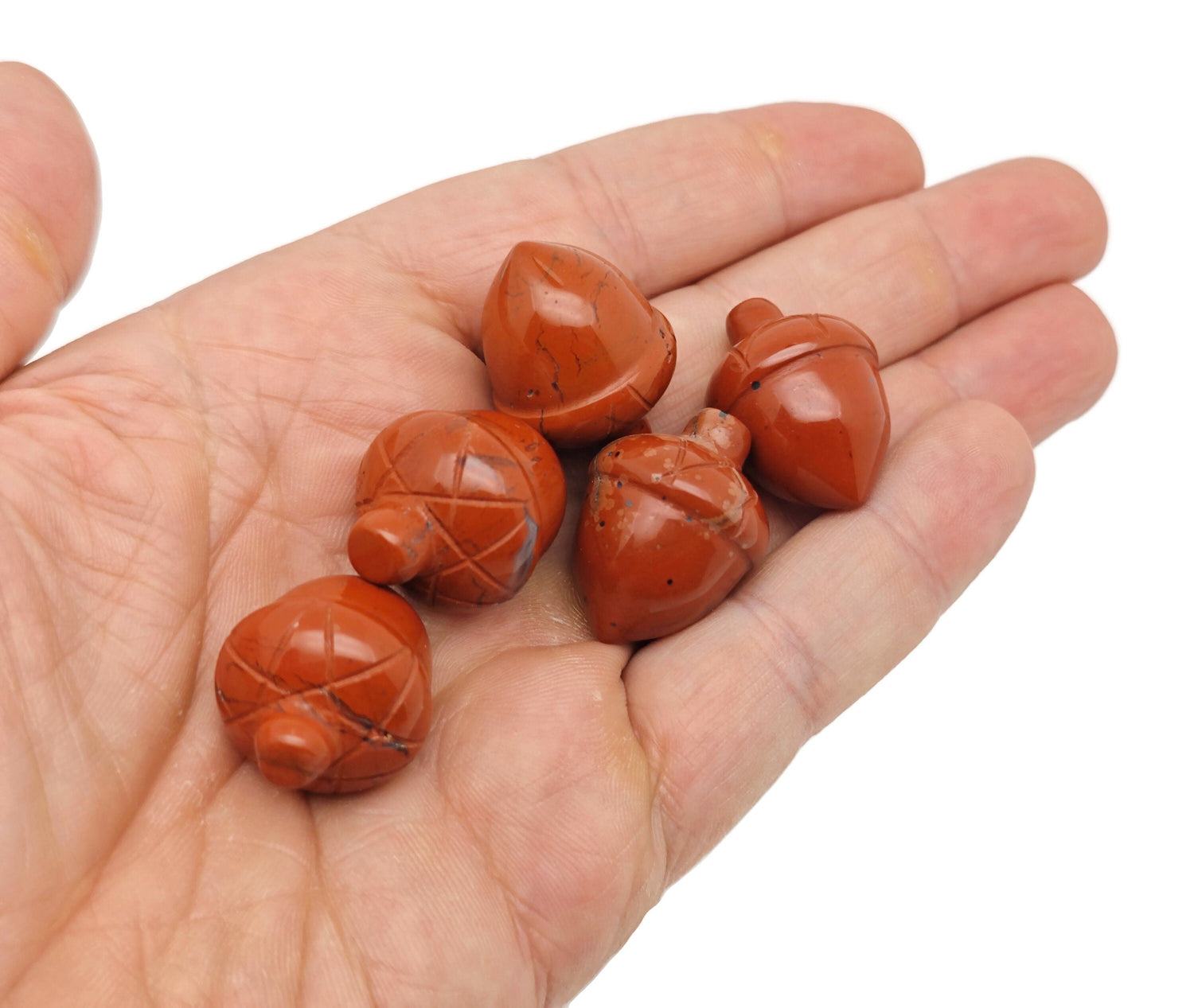 Red Jasper Crystal Acorn Carved Gemstone - Home Crystal Decoration - 26mm - AC1005