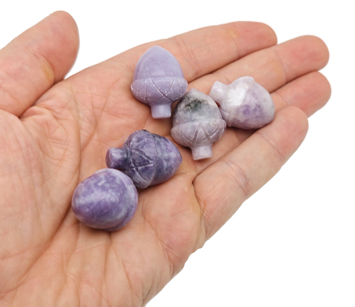 Lepidolite Crystal Acorn Carved Gemstone - Home Crystal Decoration - 26mm - AC1016