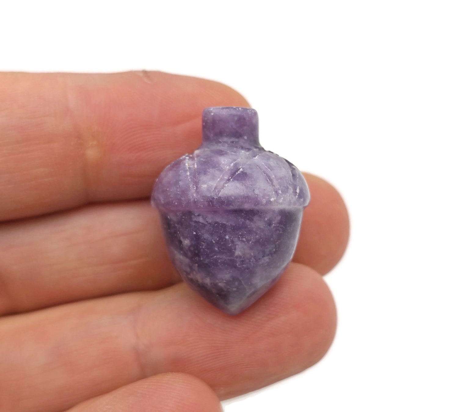 Lepidolite Crystal Acorn Carved Gemstone - Home Crystal Decoration - 26mm - AC1016