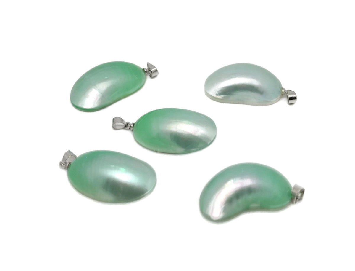 Green natural pearl pendant from GemstoneGO, showcasing a delicate jewelry-making crystal pendant on a white background.