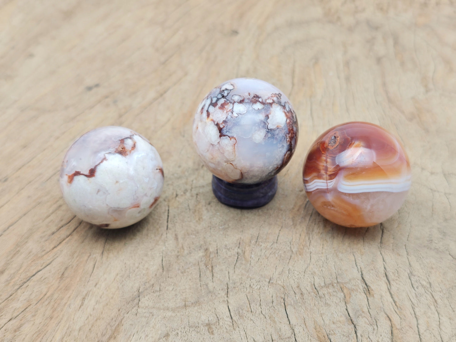 Pink Flower Agate Sphere Gemstone - Cherry Blossom - Crystal Ball - 40-45mm - BA1051