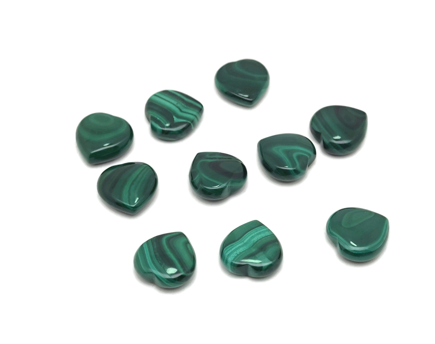 Gema de malaquita en forma de corazón - 16mm - HE1282