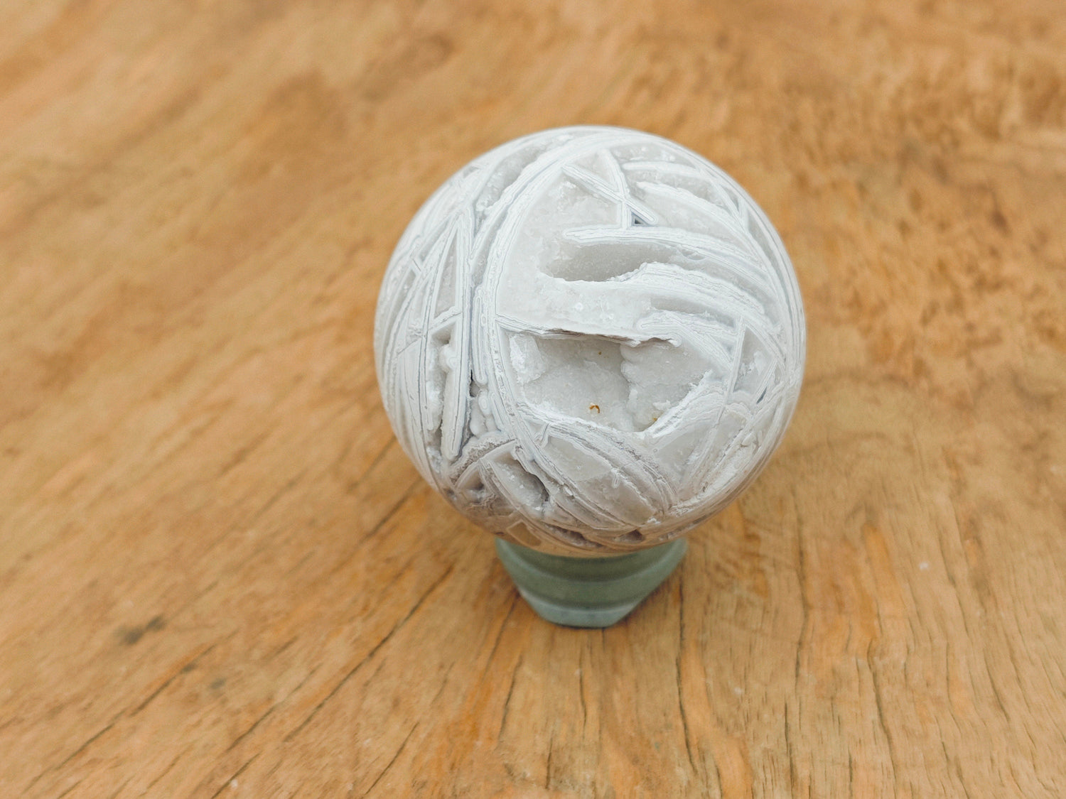 Mexican White Agate Sphere Gemstone - Crystal Ball - 50-60mm - RA1426