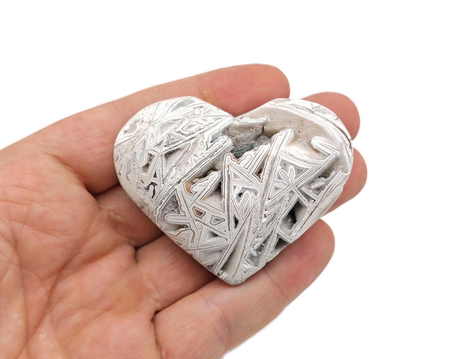 Corazón de ágata blanca - Ágata blanca mexicana - HE1284