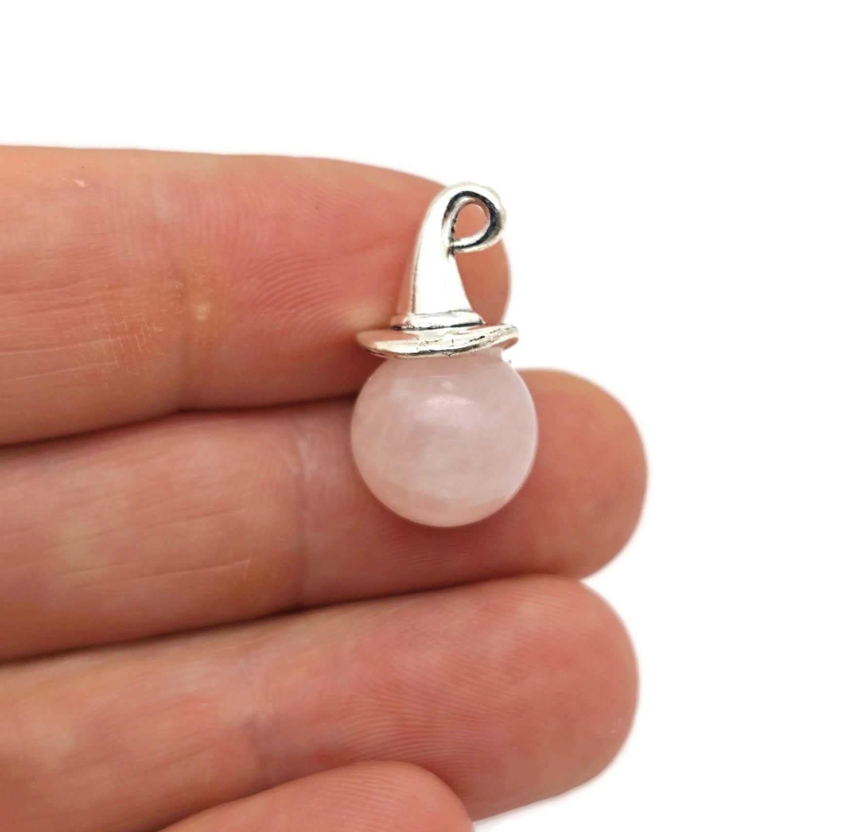 Halloween hat-shaped gemstone pendant with a sphere gemstone, featuring crystal details, by GemstoneGO.