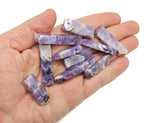 Dream amethyst drilled tumbled gemstone pendant with a rectangular hole, suitable for jewelry making, by GemstoneGO.