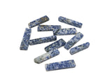 Blue Spot Jasper drilled tumbled gemstone pendant from GemstoneGO, showcasing a polished blue and brown spotted stone with a drill hole for jewelry.