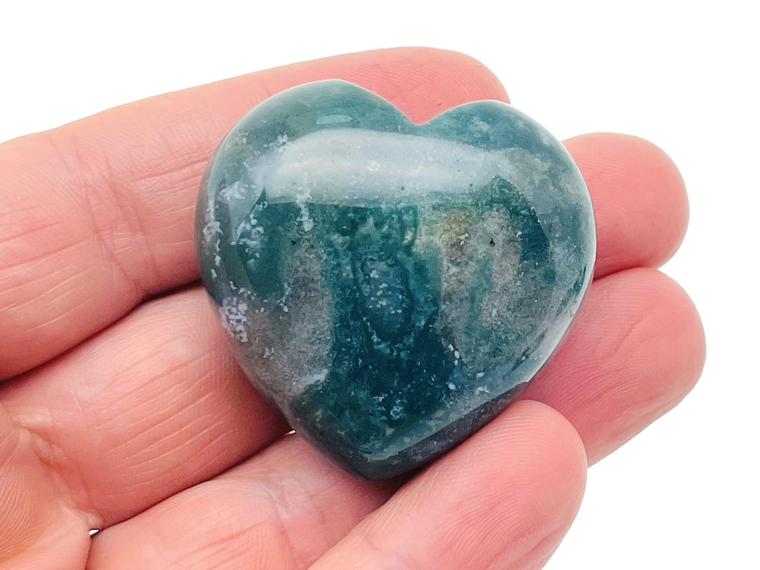 Piedra preciosa de ágata musgosa en forma de corazón - 40 mm - HE1245