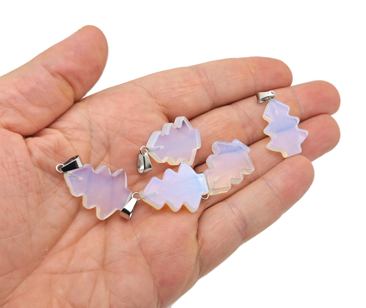 Mini Opalite Pine Tree gemstone pendant featuring a crystal gemstone design from GemstoneGO