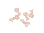 Rose quartz key gemstone carving, 40mm, from GemstoneGO, detailed pink stone with smooth polished surface and intricate carvings.