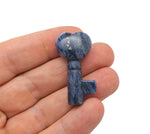Sodalite gemstone key carving, 40mm, featuring intricate details and rich blue and white patterns, by GemstoneGO.