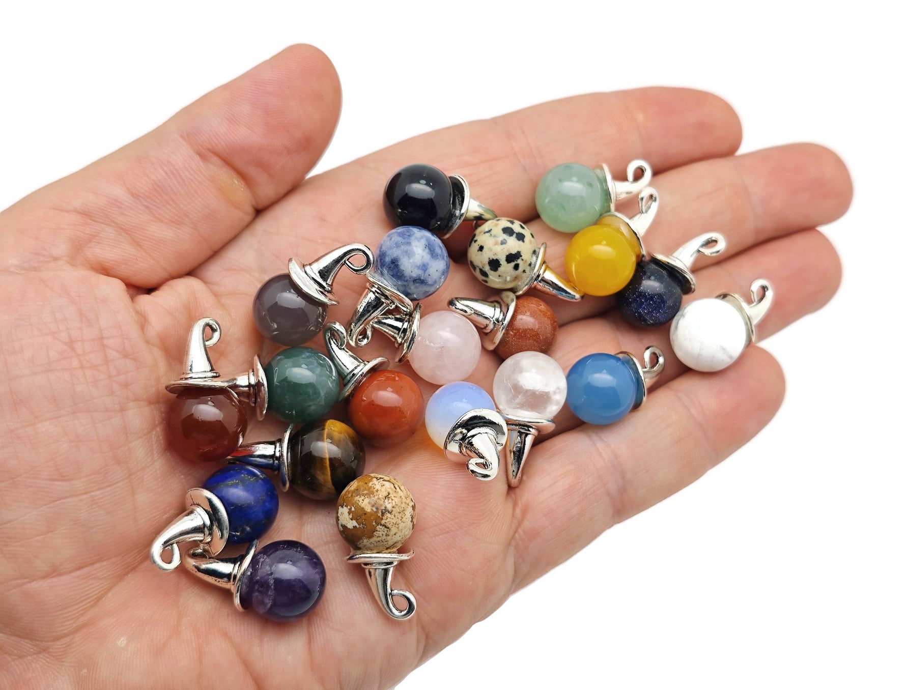 Halloween hat sphere gemstone pendant by GemstoneGO featuring a crystal gift with a festive Halloween design.