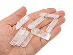 Clear quartz tumbled gemstone pendant with drilled hole, rectangle shape, ideal for jewelry making, by GemstoneGO.