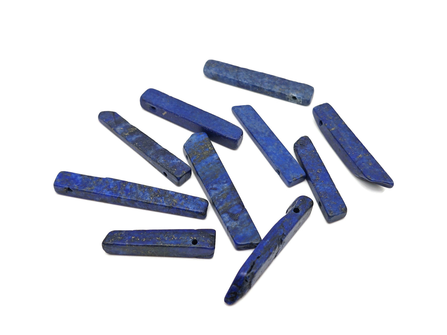 Pierres roulées de lapis-lazuli percées - Pierre roulée à trou rectangulaire - Cristaux pour la fabrication de bijoux - Pierres en vrac - NC1671