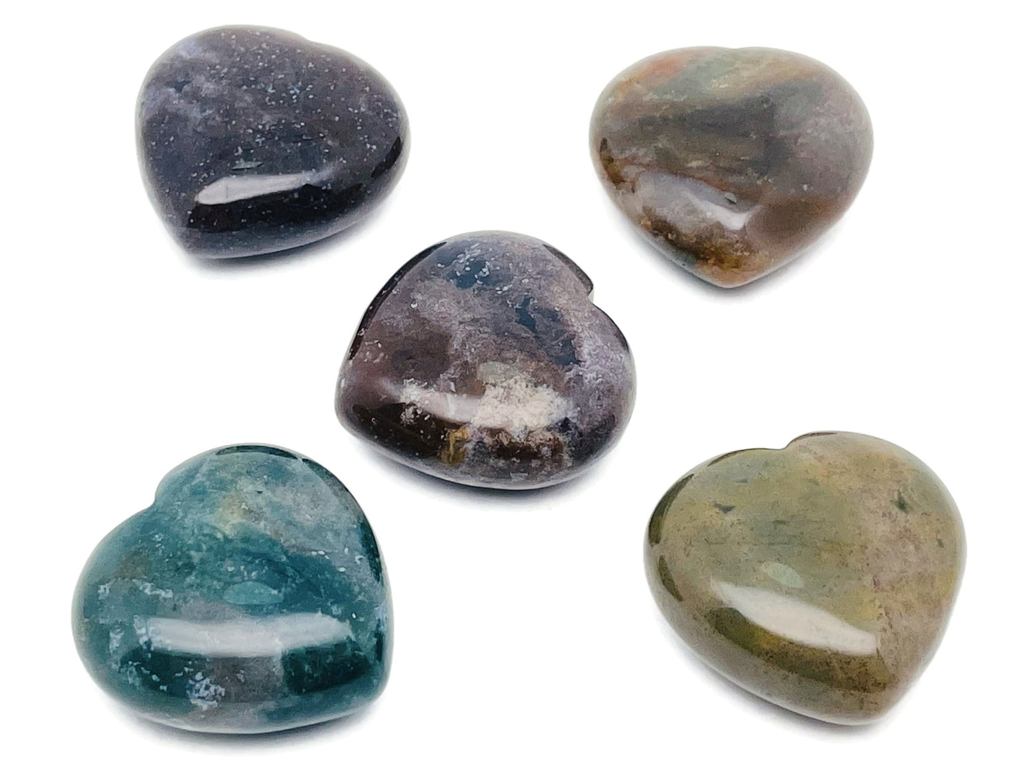 Piedra preciosa de ágata musgosa en forma de corazón - 40 mm - HE1245