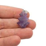 Small amethyst gemstone pine tree pendant by GemstoneGO, featuring a mini crystal design on a silver chain.