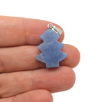 Blue aventurine gemstone pendant featuring a pine tree design, small crystal charm, crafted by GemstoneGO.