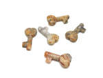 Crazy Lace Agate gemstone carving key from GemstoneGO, 40mm, detailed natural stone artwork on a dark background.