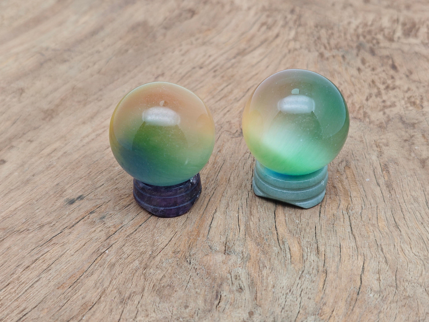 Rainbow Cats Eye Sphere Gemstone - Crystal Ball - 40mm - BA1055