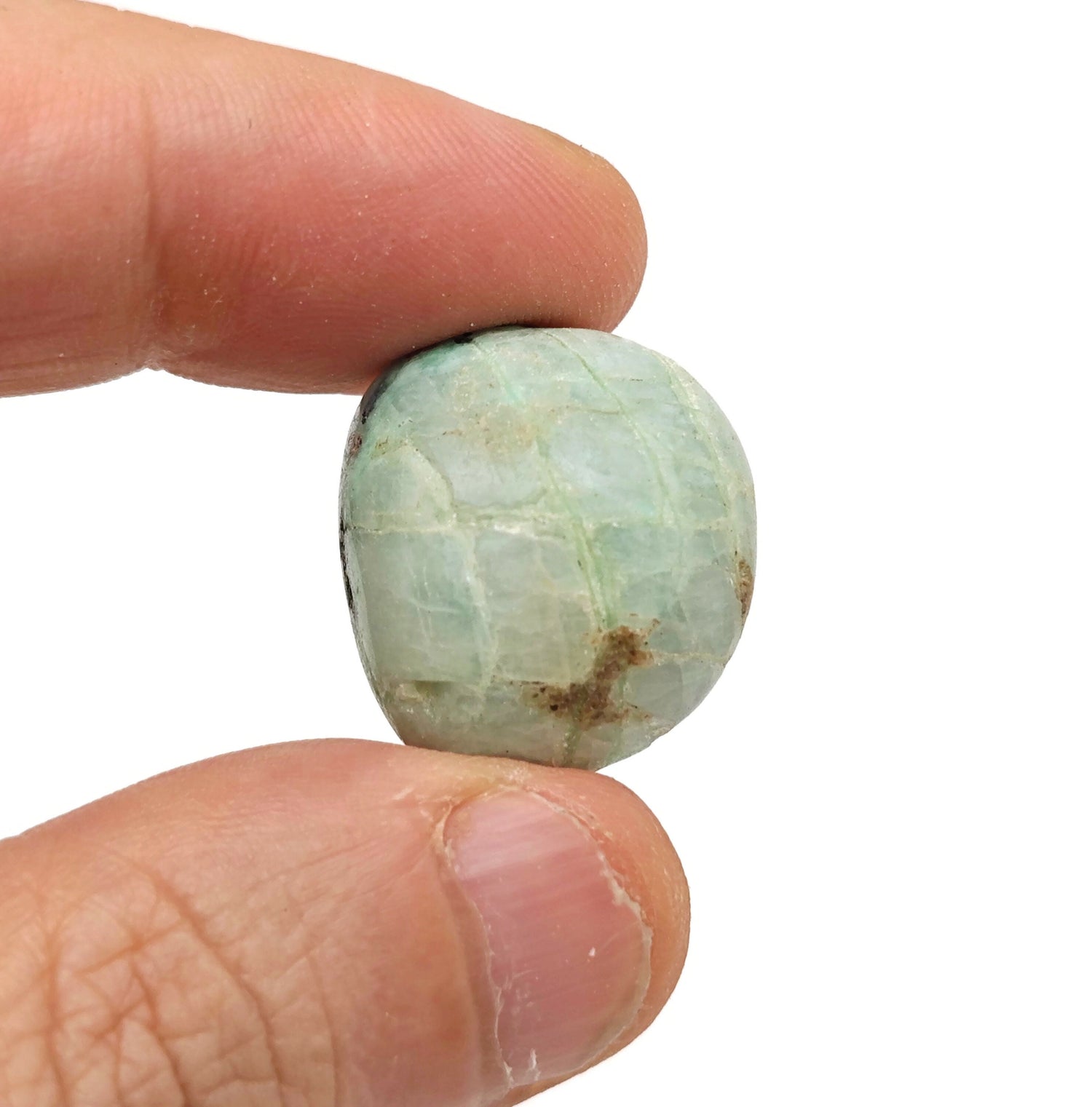 Green Moonstone with Azurite Tumbled Stone - Garnierite Green Moonstone Stone - TU1310