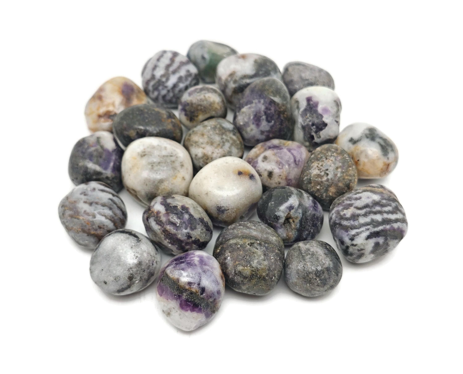 Pierre roulée de racine de fluorite violette - Cristaux authentiques - Offrez-la à votre meilleure amie ! Pierres de guérison - TU1333