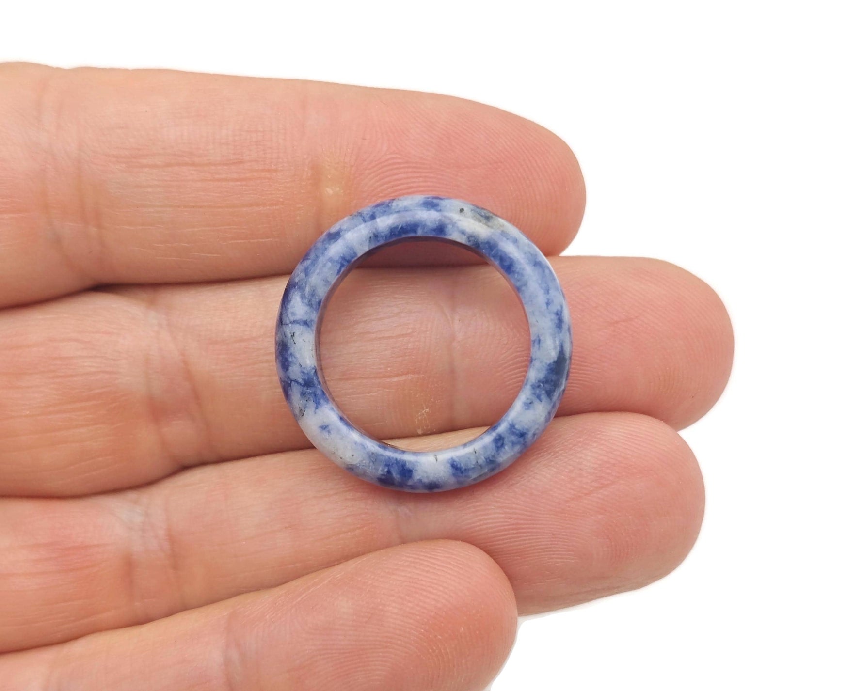 Blue Spot Jasper crystal ring from GemstoneGO featuring a polished blue Jasper gemstone set in a silver band.