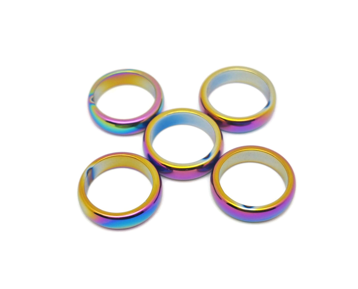 Rainbow hematite crystal ring by GemstoneGO featuring a colorful hematite stone set in a silver band.