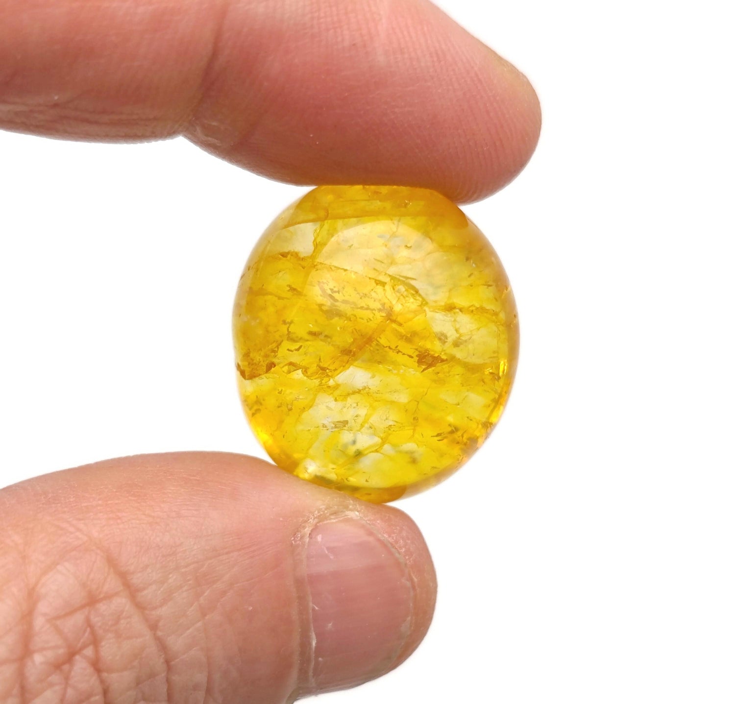 Pierre roulée de quartz citrine fissurée A++ ?€? Petite pierre roulée de citrine ?€? Pierre de cristal de guérison ?€? Pierre précieuse de citrine - TU1312