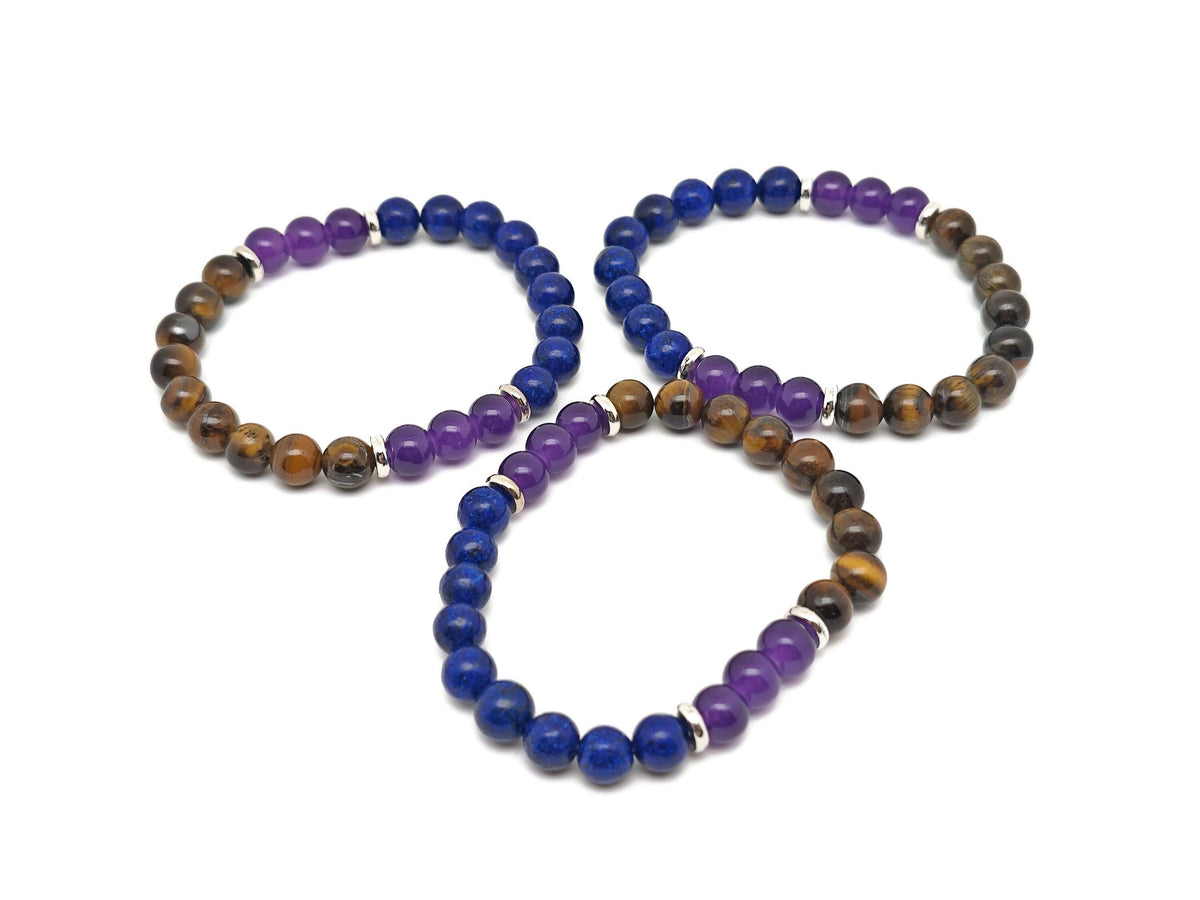 Handmade anxiety gemstone bracelet with colorful stones and adjustable cord, designed for calming and positive intentions.