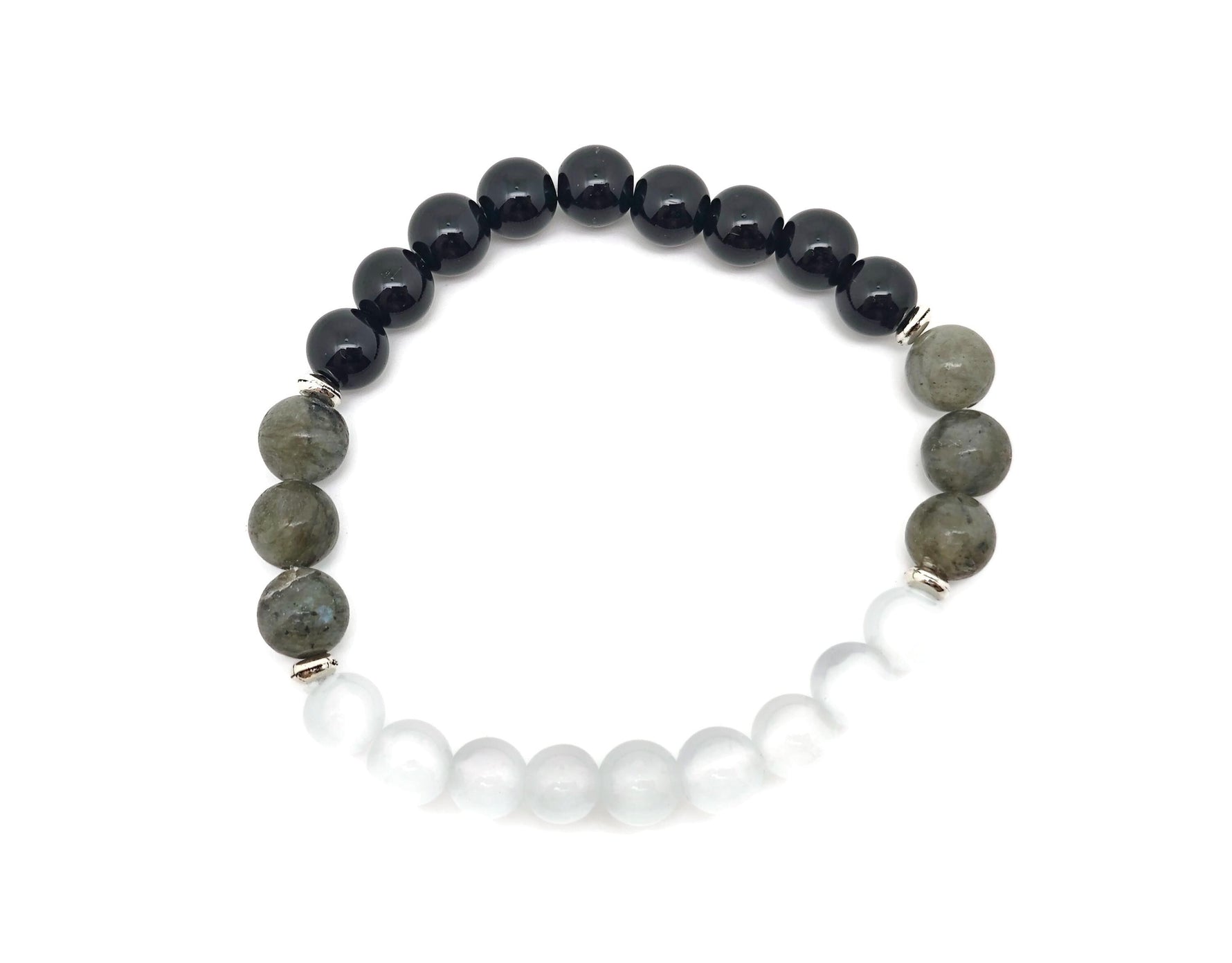 Handmade gemstone protection bracelet with colorful beads and adjustable cord, designed for positive intentions by GemstoneGO.