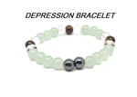 Handmade depression gemstone bracelet with colorful beads and adjustable cord, designed for positive intention and emotional well-being.