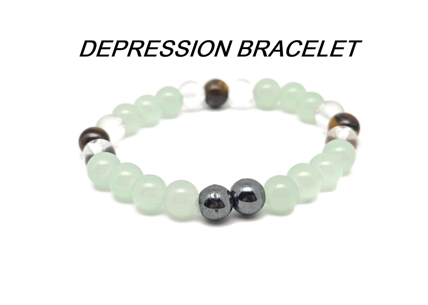 Handmade depression gemstone bracelet with colorful beads and adjustable cord, designed for positive intention and emotional well-being.