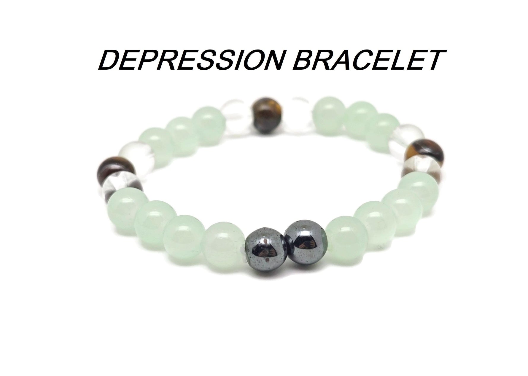 Handmade depression gemstone bracelet with colorful beads and adjustable cord, designed for positive intention and emotional well-being.