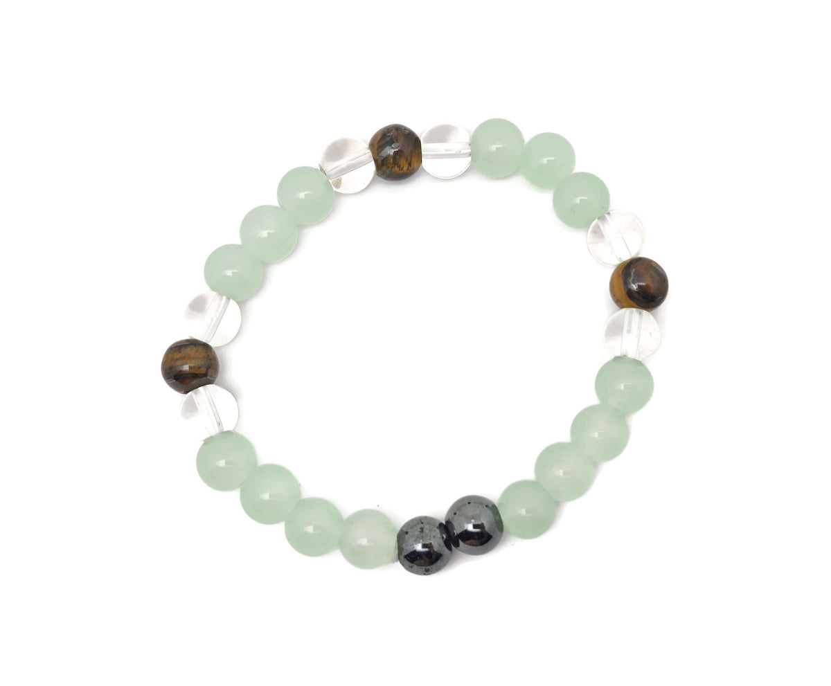 Handmade depression gemstone bracelet with colorful beads and charm, designed for positive intention and emotional well-being.
