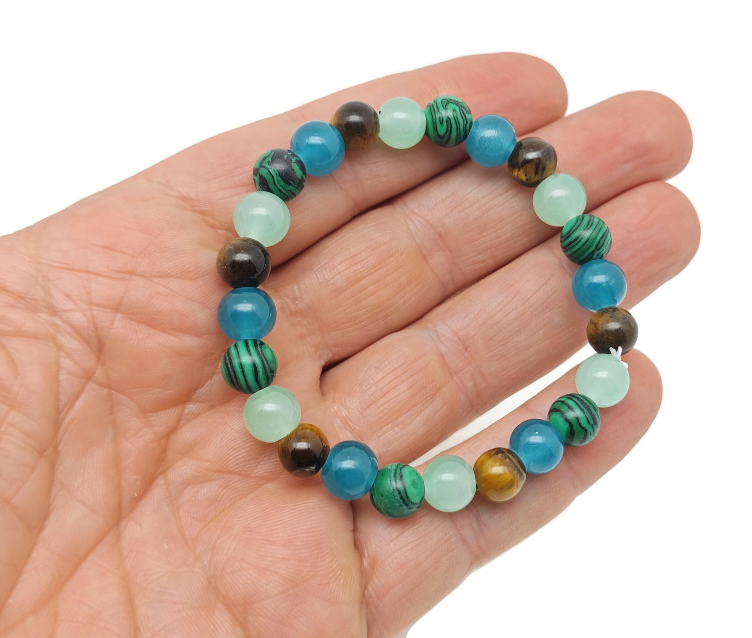 Handmade gemstone intention bracelet with colorful beads and a silver clasp, designed by GemstoneGO for positive energy.